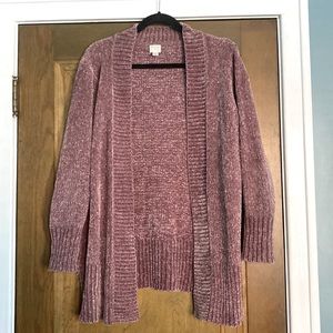 Knit chenille mauve cardigan